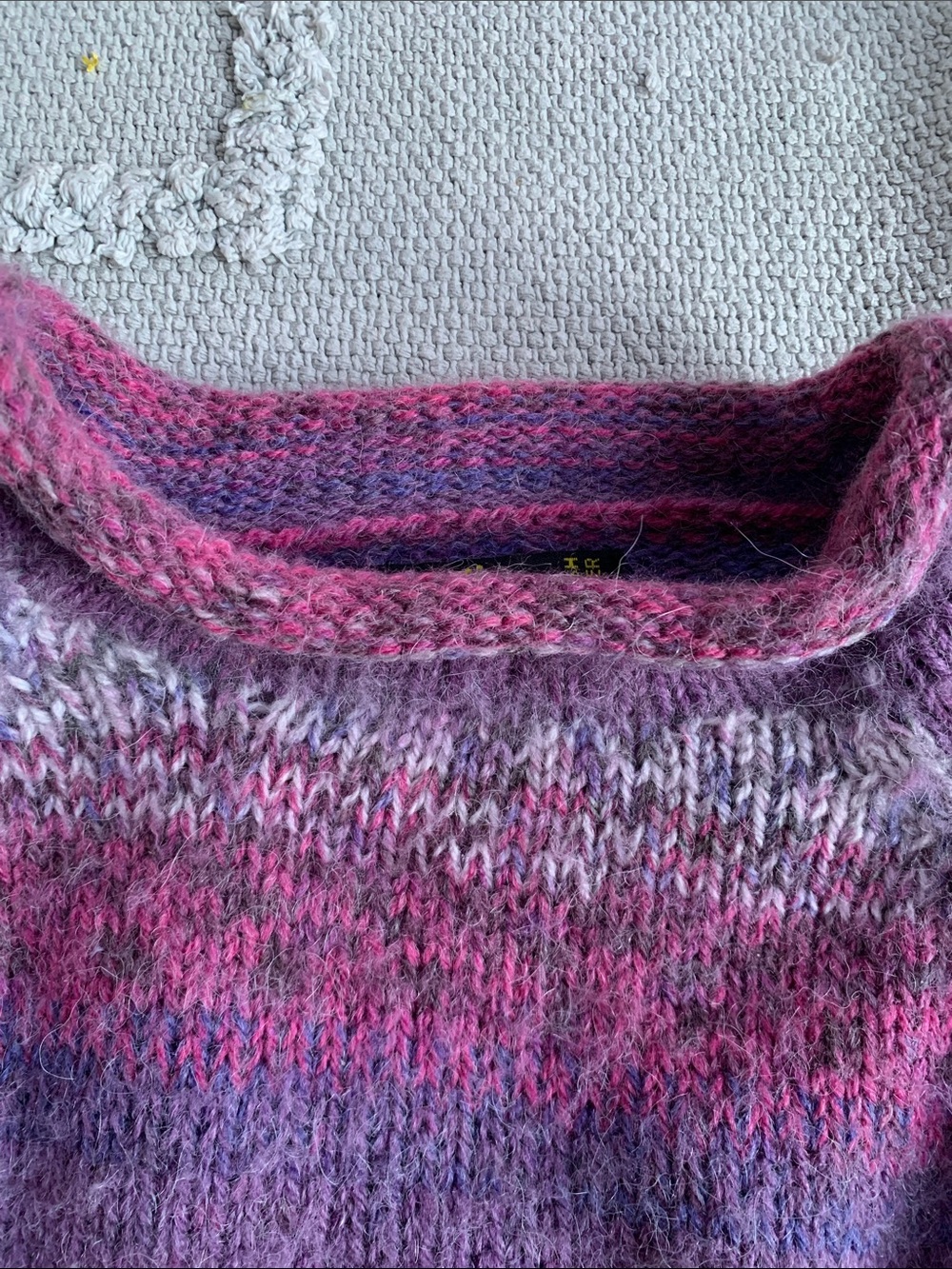 Women’s Striped Crewneck Sweater - Pink & Purple - Picture 3 of 6